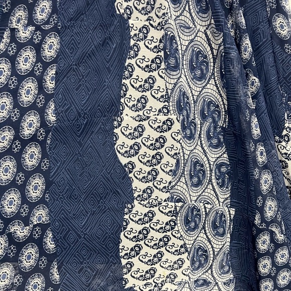 Krazy Kat Blue/White Geometric Flowy Pull On Midi Modest Boho Skirt Size XL - Picture 3 of 8